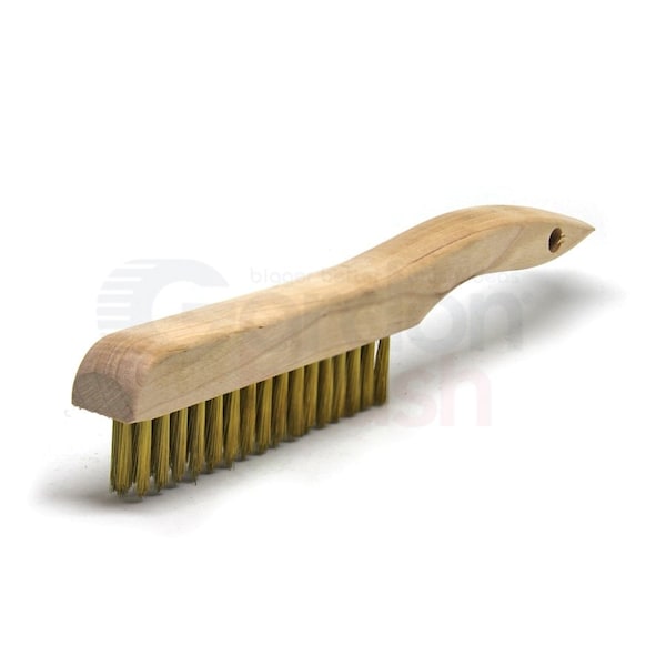 3 x 16 Row 0.006 Brass Wire and Wood Shoe Handle Plater Brush, PK12